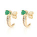 Yellow Gold Emerald Diamond J-Hook Earrings - 14k Round .76ctw Pierced
