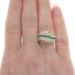 Yellow Gold Emerald Diamond Cluster Cocktail Band -18k Square .84ctw Curved Ring