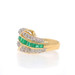 Yellow Gold Emerald Diamond Cluster Cocktail Band -18k Square .84ctw Curved Ring