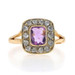Yellow Gold Amethyst Diamond Vintage Halo Ring - 9k Cushion 1.47ctw
