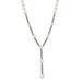 White Gold Diamond Pearl Lariat Necklace 17" - 14k Single Cut .40ctw