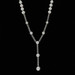 White Gold Diamond Pearl Lariat Necklace 17" - 14k Single Cut .40ctw