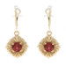 Yellow Gold Garnet Dangle Earrings - 14k Round 2.00ctw Pierced