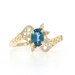 Yellow Gold London Blue Topaz Diamond Bypass Ring - 10k Oval .54ctw