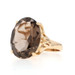 Yellow Gold Smoky Quartz Cocktail Solitaire Ring - 14k Oval 7.80ct