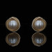 Yellow Gold Pearl Stud Earrings - 14k Intertwined Circles Pierced