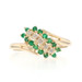 Yellow Gold Diamond Emerald Cluster Cocktail Bypass Ring 14k Rd .47ctw Waterfall