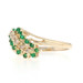 Yellow Gold Diamond Emerald Cluster Cocktail Bypass Ring 14k Rd .47ctw Waterfall