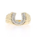 Yellow Gold Diamond Horseshoe Men's Ring - 10k Rd.22ctw Equestrian Good Luck