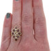 Yellow Gold Garnet Diamond Cluster Cocktail Ring - 10k Oval 1.56ctw Floral