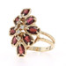 Yellow Gold Garnet Diamond Cluster Cocktail Ring - 10k Oval 1.56ctw Floral