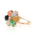 Yellow Gold Jadeite Coral Onyx Cluster Cocktail Ring - 14k Pear Cabochon Flower