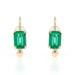 Yellow Gold Lab-Created Emerald Drop Earrings - 14k 1.20ctw Pierced
