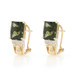 Yellow Gold Moldavite Diamond J-Hoop Earrings 10k Rectangular 8.22ctw Pierced