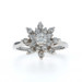 White Gold Diamond Vintage Floral Snowflake Halo Ring 14k Round Brilliant .55ctw