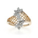 Yellow Gold Diamond Cluster Bypass Ring - 14k Round .50ctw Floral Lattice