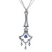 White Gold Sapphire Diamond Chandelier Dangle Necklace 16" - 18k Pear 2.40ctw