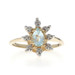 Yellow Gold Blue Topaz Diamond Halo Ring - 10k Pear .55ctw Floral