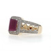 Yellow Gold Ruby Diamond Halo Ring - 14k Emerald Cut 1.25ctw Lattice