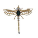 Yellow Gold Sapphire Diamond Dragonfly Brooch/Pendant 14k Oval .67ctw Insect Pin