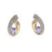 Yellow Gold Tanzanite Diamond Teardrop Stud Earrings & Pendant 14k Oval .96ctw