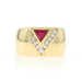 Yellow Gold Ruby Diamond Men's Ring - 18k Trillion .72ctw Geometric