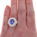 White Gold Tanzanite Diamond Halo Ring - 18k Oval 6.13ctw Floral