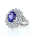 White Gold Tanzanite Diamond Halo Ring - 18k Oval 6.13ctw Floral