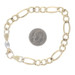 Yellow Gold Diamond Cut Figaro Chain Men's Bracelet 7 1/2" - 1/5 14k 925