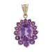 Yellow Gold Amethyst Halo Pendant - 14k Oval 10.90ctw