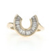 Yellow Gold Diamond Horseshoe Ring - 14k Baguette .50ctw Equestrian Good Luck