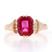 Rose Gold Lab-Created Ruby Edwardian Solitaire Ring - 10k Emerald 1.60ct Antique