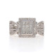 White Gold Diamond Cluster Halo Ring - 10k Princess & Single 1.00ctw