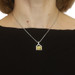 White Gold Lemon Quartz over MOP Diamond Necklace 16" - 18k Square Rose .32ctw