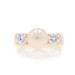 Yellow Gold Cultured Pearl & Cubic Zirconia Ring - 14k 1.00ctw