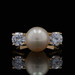 Yellow Gold Cultured Pearl & Cubic Zirconia Ring - 14k 1.00ctw