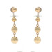 Yellow Gold Graduated Bead Front-Back Dangle Earrings - 14k Pierced