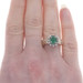 Yellow Gold Emerald & Diamond Halo Ring - 14k Oval .95ctw Floral
