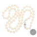 White Gold Pearl Diamond Vintage Knotted Strand Necklace 23 1/2" - 14k .54ctw