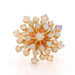 Yellow Gold Opal Cluster Cocktail Ring - 14k Round Cabochon 2.45ctw Floral Snowflake