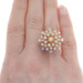 Yellow Gold Opal Cluster Cocktail Ring - 14k Round Cabochon 2.45ctw Floral Snowflake