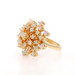 Yellow Gold Opal Cluster Cocktail Ring - 14k Round Cabochon 2.45ctw Floral Snowflake