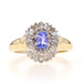 Yellow Gold Tanzanite & Diamond Halo Ring - 14k Oval .98ctw