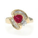 Yellow Gold Lab-Created Ruby Diamond Bypass Ring 14k Trillion 1.60ctw Halo