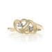 Yellow Gold Diamond Heart Duo Two-Stone Bypass Ring - 10k Round Brilliant Love