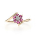 Yellow Gold Ruby Diamond Halo Bypass Ring - 10k Round .31ctw Floral