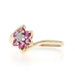 Yellow Gold Ruby Diamond Halo Bypass Ring - 10k Round .31ctw Floral