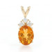 Yellow Gold Citrine Diamond Pendant - 14k Oval 2.08ctw