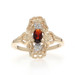 Yellow Gold Garnet Diamond Ring - 10k Oval .23ctw
