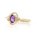 Yellow Gold Amethyst Diamond Bypass Ring - 10k Oval .47ctw